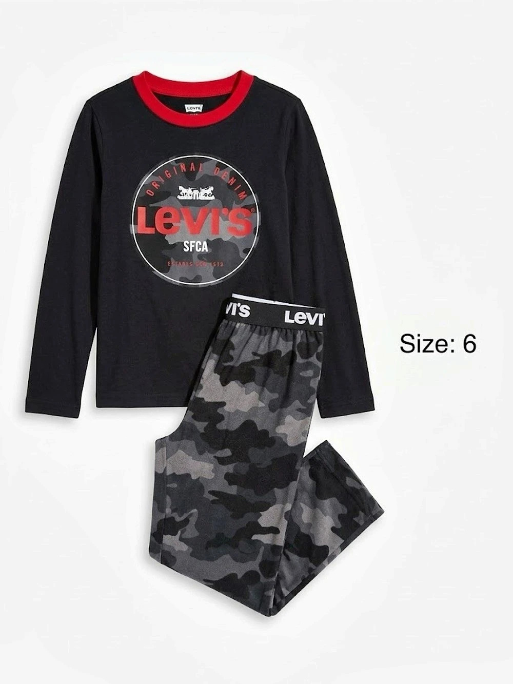 Levi's Boys Camouflage Pajama Top and Bottom Set